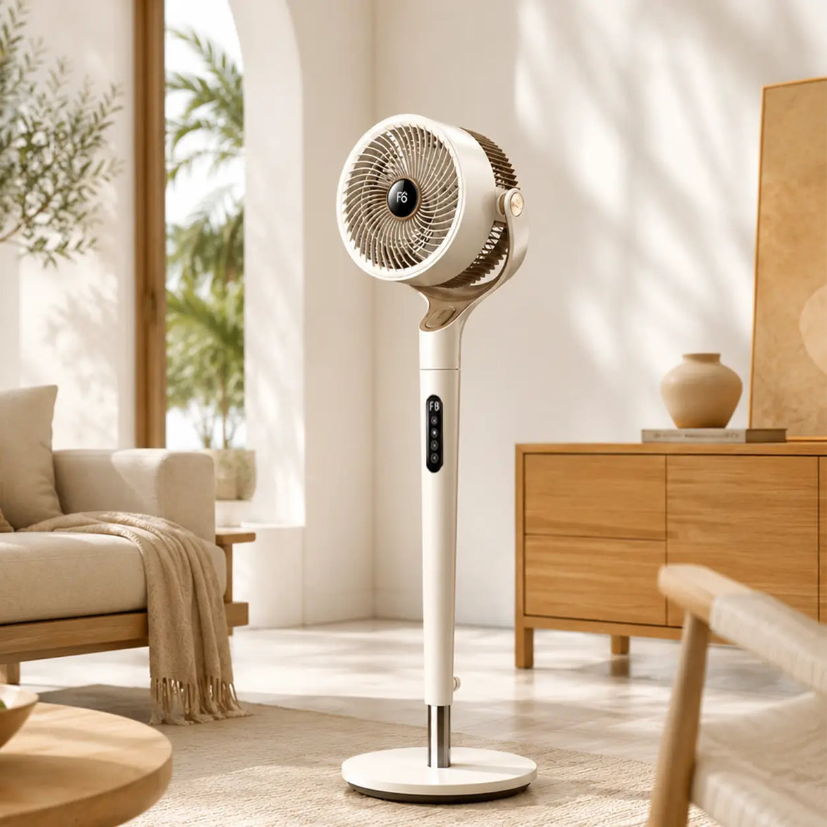 Ventilatore regolabile in altezza Oléa Aéris – Crema e Marrone