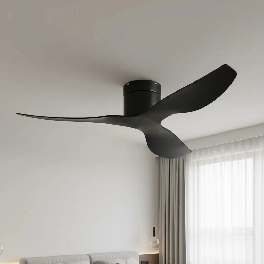 Ventilateur de plafond noir ultra-plat sans éclairage Oléa