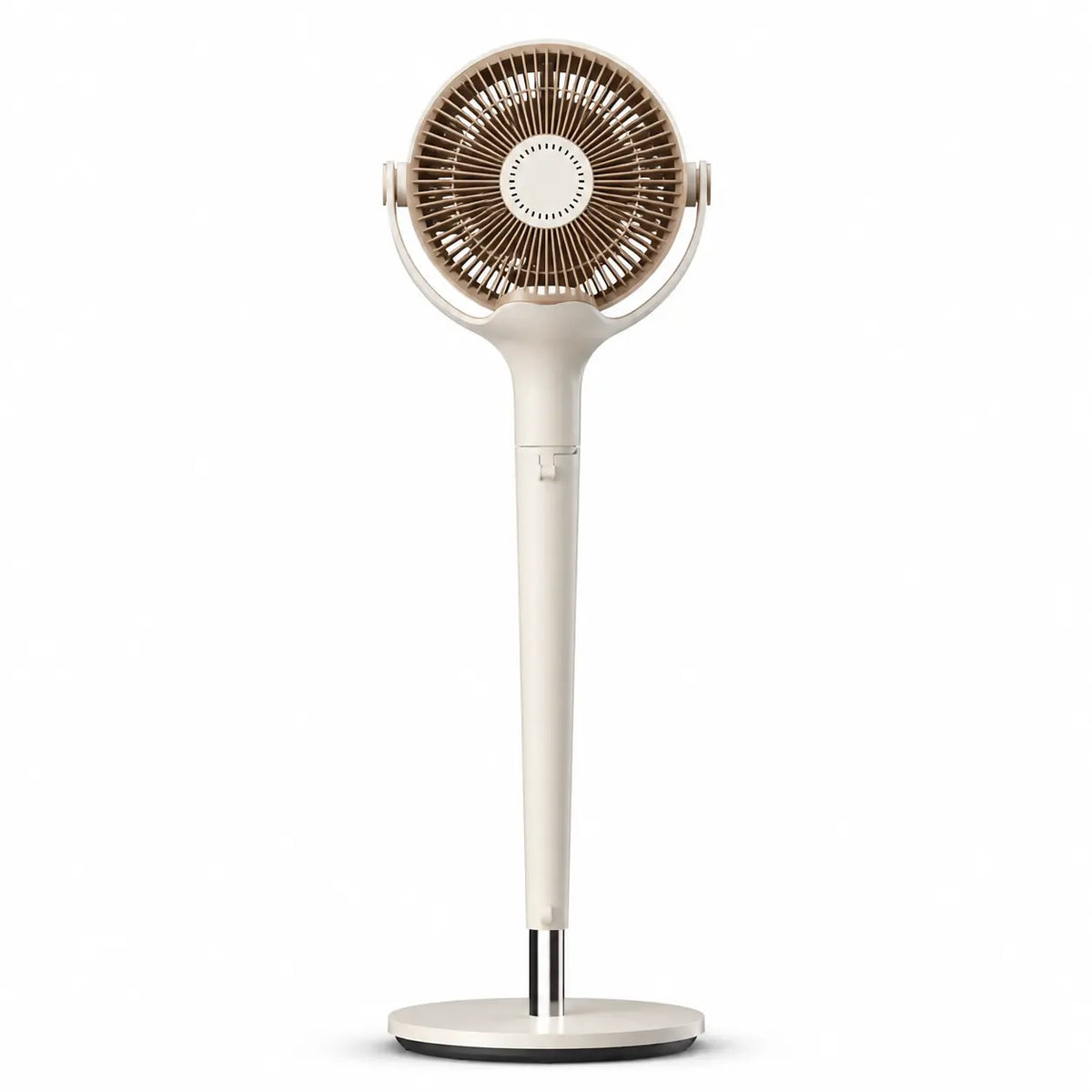 Ventilateur sur pied Oléa Aéris crème, avec pale rotative et base stable, idéal pour rafraîchir la chambre ou le salon.