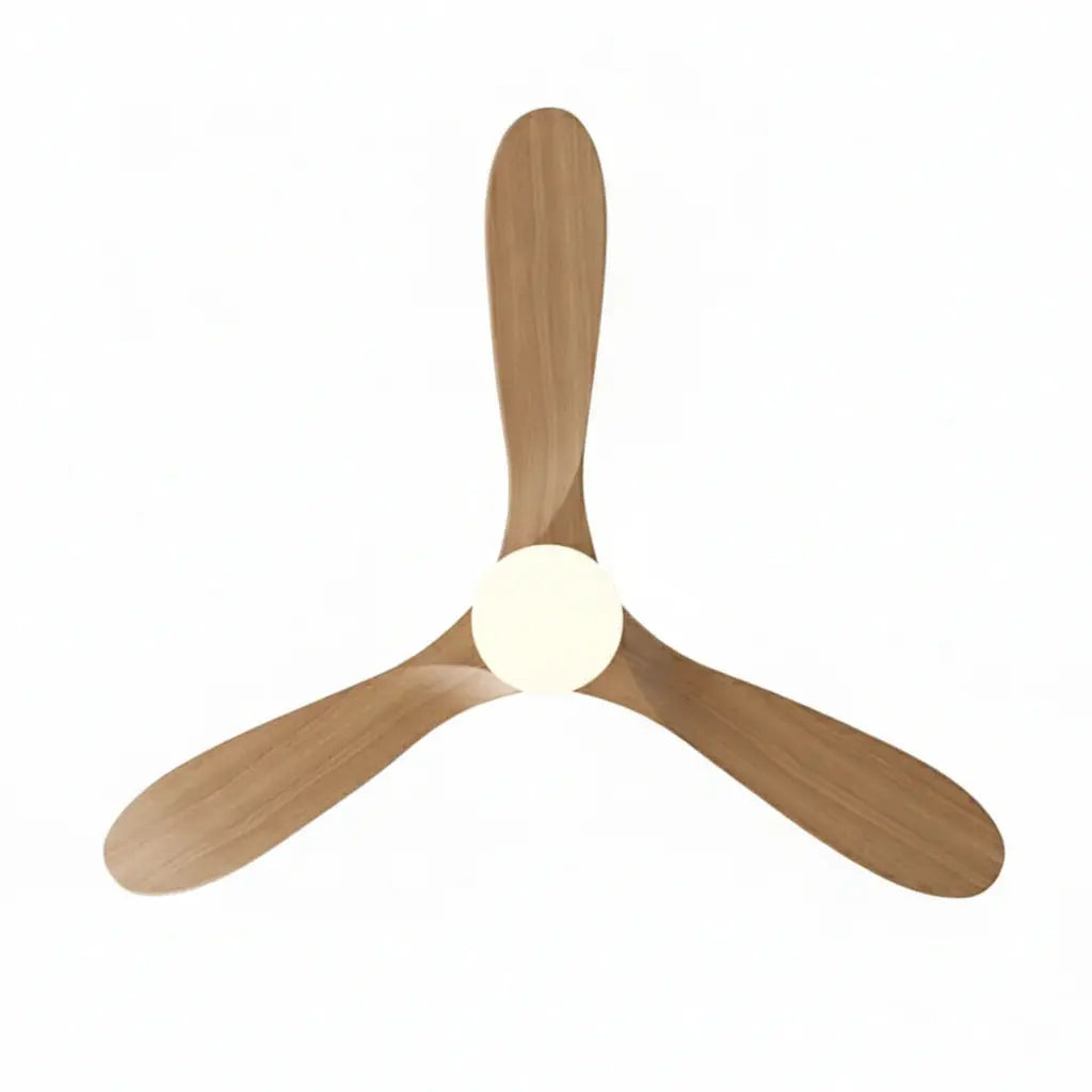 Ventilateur plafond design scandinave argenté et bois naturel avec éclairage LED Oléa