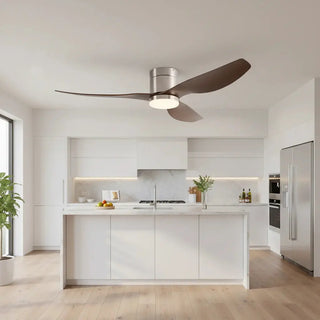 Ventilatore da soffitto basso silenzioso DC in legno massello noce e nero