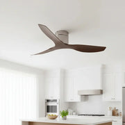 Low-Profile Silent DC Solid Walnut and Black Ceiling Fan