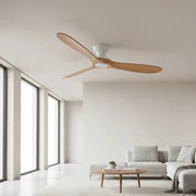 Ventilateur de plafond silencieux moteur DC en bois massif naturel et blanc