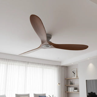 Ventilateur de plafond en bois massif foncé et gris silencieux