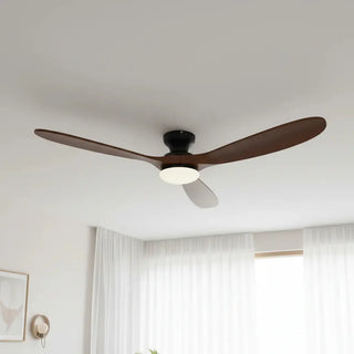 Low-Profile Silent DC Solid Walnut and Black Ceiling Fan