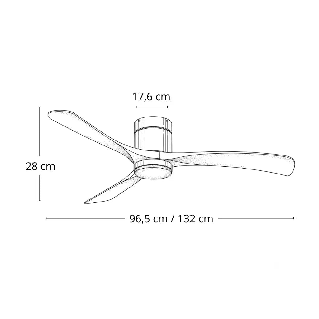 Ventilateur de Plafond Design Moderne Silencieux DC à LED - Argent & ABS Bois Foncé Oléa