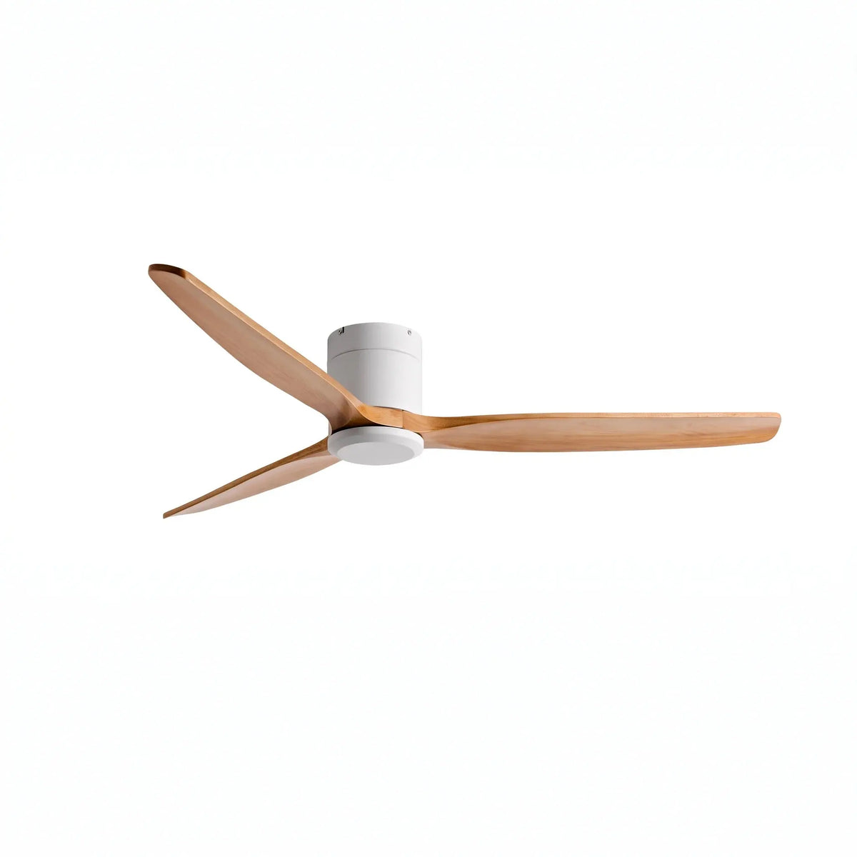 Ventilateur de plafond silencieux blanc bois à profil bas DC