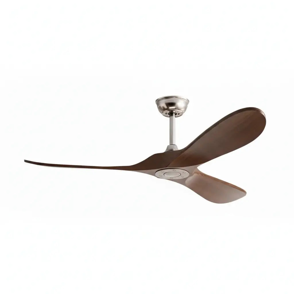 Low-Profile Silent DC Solid Walnut and Black Ceiling Fan