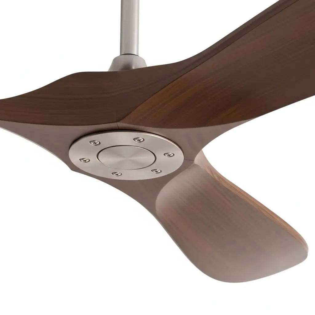Low-Profile Silent DC Solid Walnut and Black Ceiling Fan