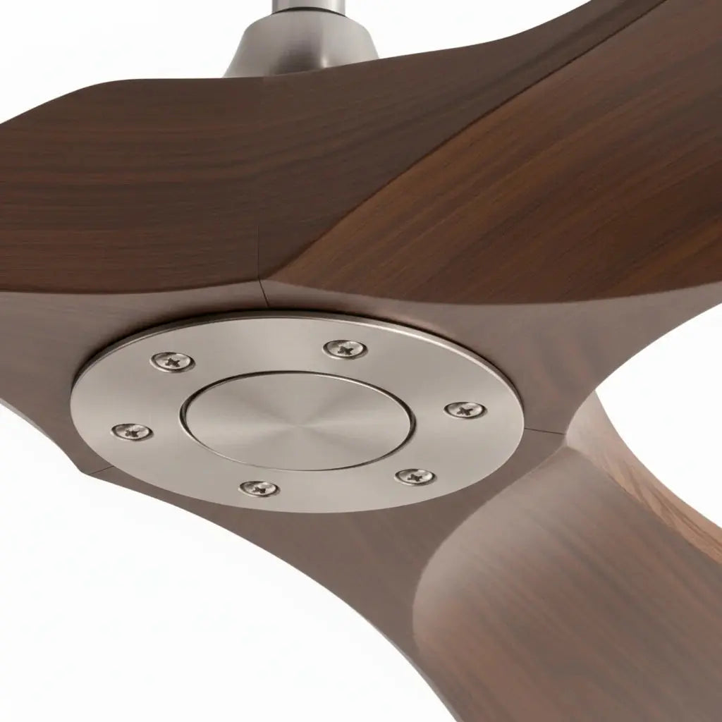 Low-Profile Silent DC Solid Walnut and Black Ceiling Fan