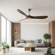 Low-Profile Silent DC Solid Walnut and Black Ceiling Fan