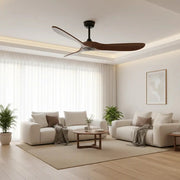 Low-Profile Silent DC Solid Walnut and Black Ceiling Fan