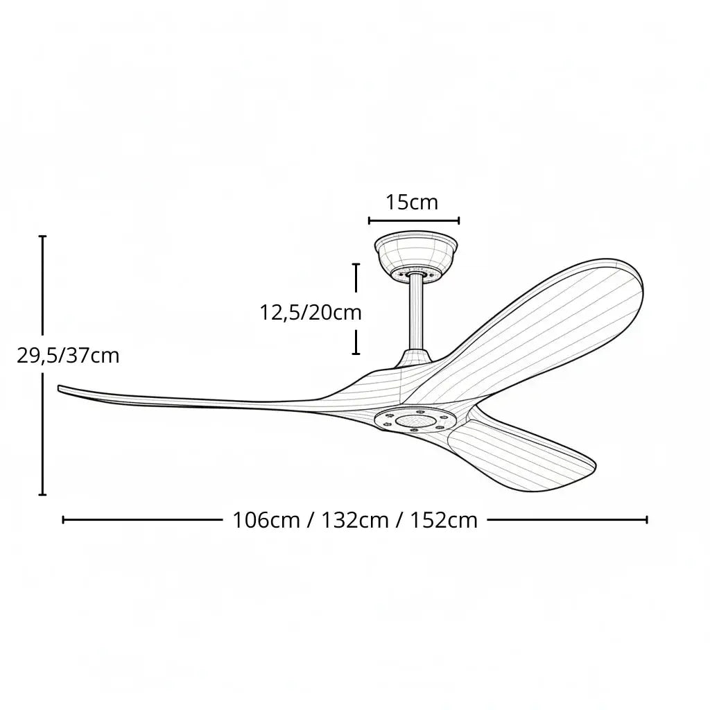 Ventilateur de plafond sans lumière noir et bois foncé Oléa