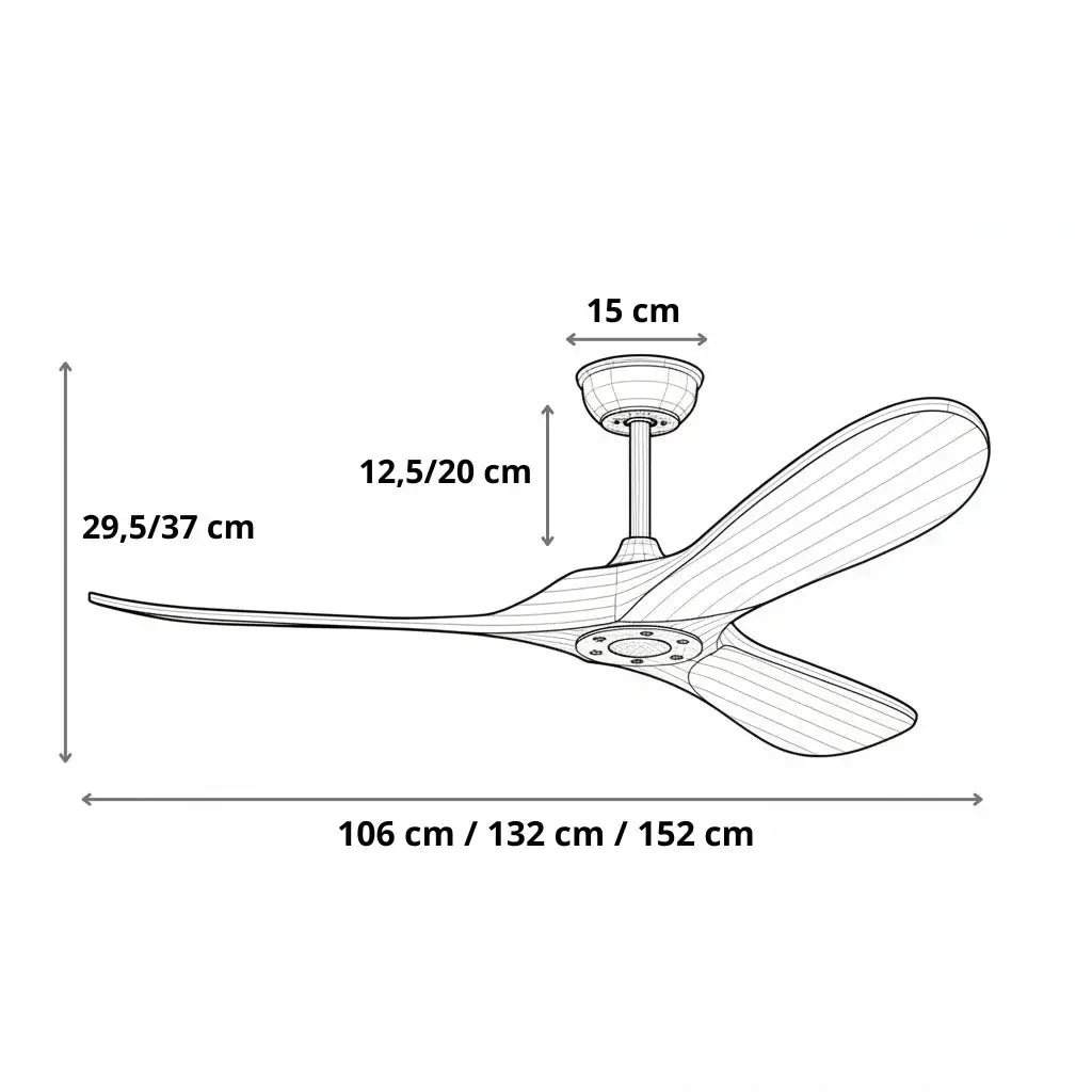 Low-Profile Silent DC Solid Walnut and Black Ceiling Fan