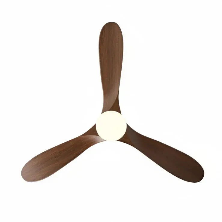 Ventilateur de plafond argenté et bois foncé avec éclairage LED Oléa