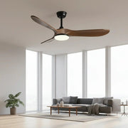 Ventilateur de plafond silencieux LED noir et bois foncé