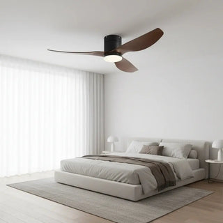 Ventilateur de plafond silencieux avec LED intégrée – Noir et bois foncé
